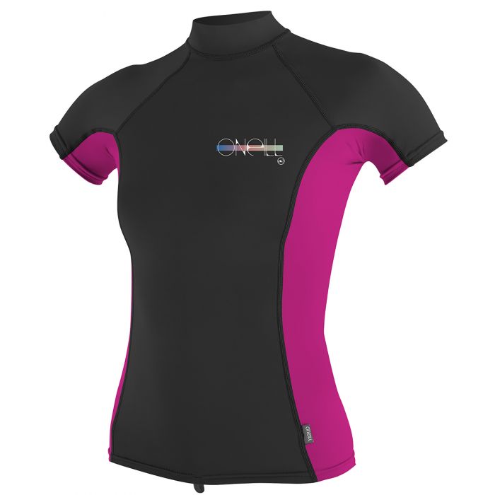 O'Neill - Damen UV-Shirt - Kurzarm Turtleneck - Schwarz / Pink