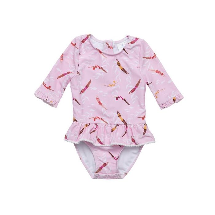 Snapper Rock - UV-Badeanzug für Babys und Mädchen - Langarm - Diving Diva - Rosa