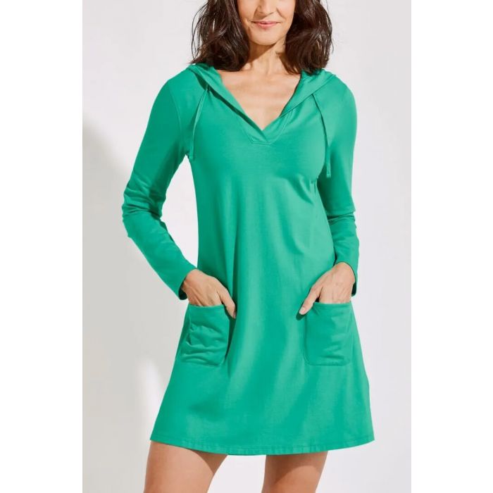 Coolibar - UV Beach Cover-Up Kleid für Damen - Catalina - Einfarbig - Smaragdgrüne Minze 