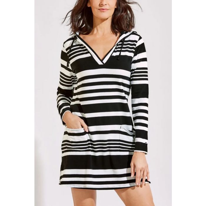 Coolibar - UV Beach Cover-Up Kleid für Damen - Catalina - Streifen -  Schwarz/Weiß
