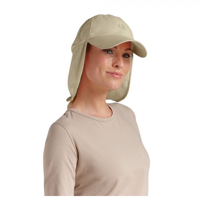 Coolibar - UV-Sonnenkappe mit Nacken-und Ohrenschutz unisex - Hellbraun