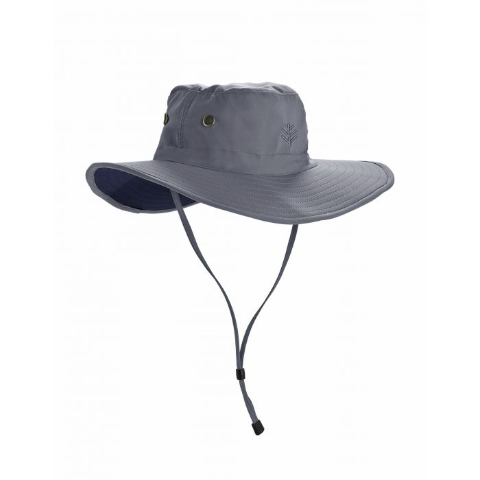 Coolibar - Formbarer UV-Hut mit breiter Krempe für Herren - Leo - Carbon/Schwarz