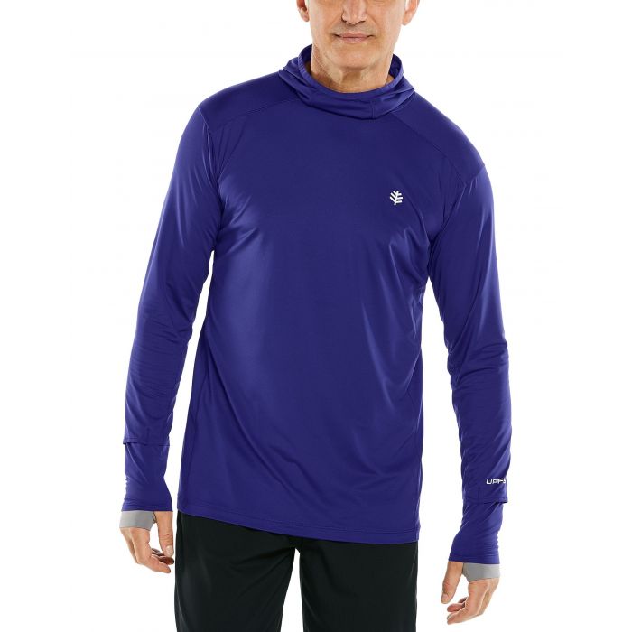 Coolibar - UV Sportshirt mit Kapuze für Herren - Langärmlig - Agility - Dunkelblau