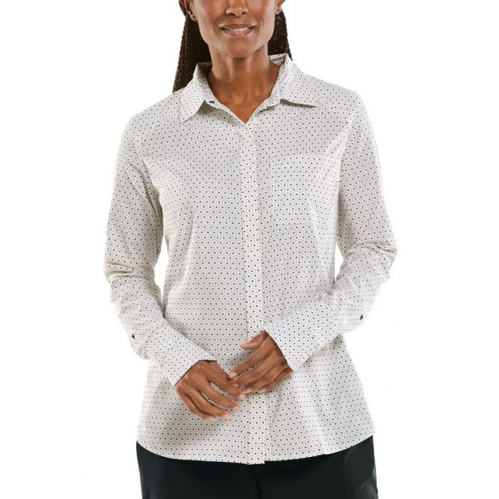 Coolibar - UV Smart Bluse für Damen - Amara - Platte Geo - Weiß 