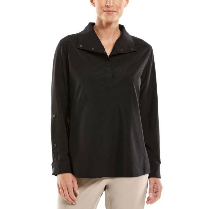 Coolibar - UV Tunika mit Trichterausschnitt für Damen - Catona - Shadow Stripe - Schwarz