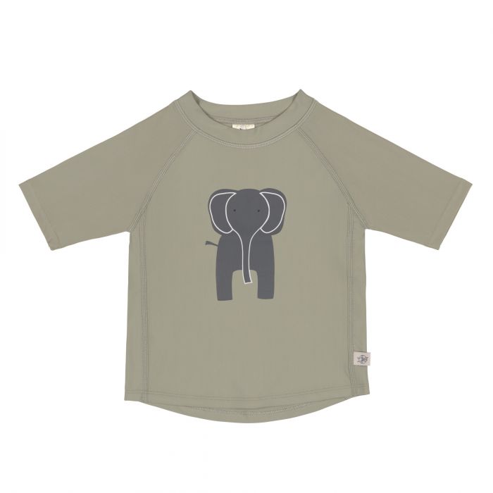 Lässig - UV-Badeshirt mit kurzen Ärmeln für Kinder - Elefant - Olivgrün