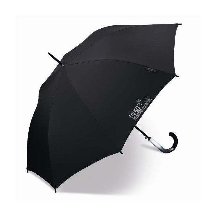 Happy Rain - Langer Regenschirm mit UV-Schutz - Automatik - Schwarz