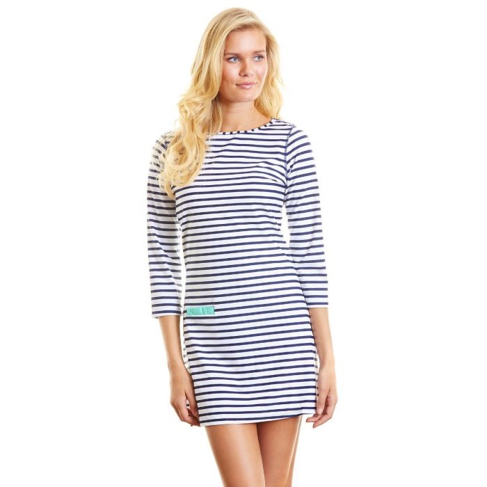 Cabana Life - UPF50+ Swim UV-Kleid- Navy Stripe- Large