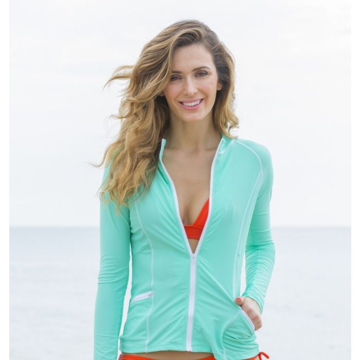 Cabana Life - UV-Schutz Rashguard mit Reissverschluss für Damen - Grün