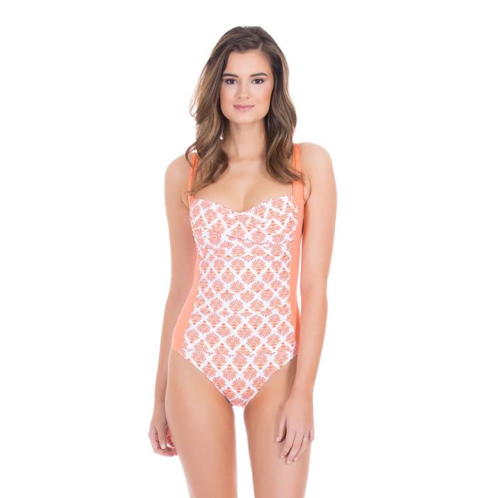 Cabana Life - UV-Schutz Badeanzug für Damen - Orange/Weiss