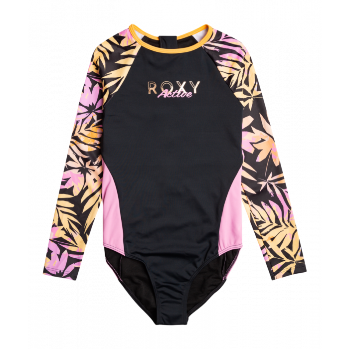 Roxy - Badeanzug für Mädchen - Active Joy - Langarm - Anthracite Zebra Jungle Girl