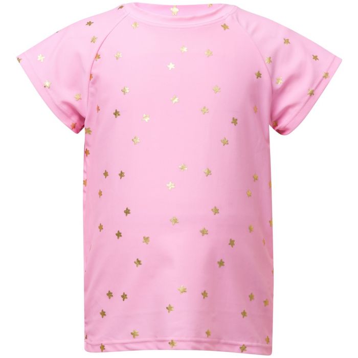Snapper Rock - UV-Badeshirt für Mädchen - Kurzärmlig - Pink Gold Star