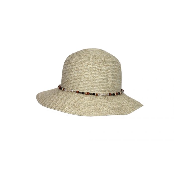 Rigon - UV-Bucket-Hut für Damen mit Perlen - Elfenbein