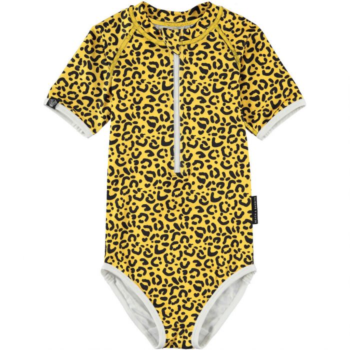 Beach & Bandits - UV-Badeanzug für Mädchen - Kurzarm - UPF50+ - Sunny Smiley - Gelb