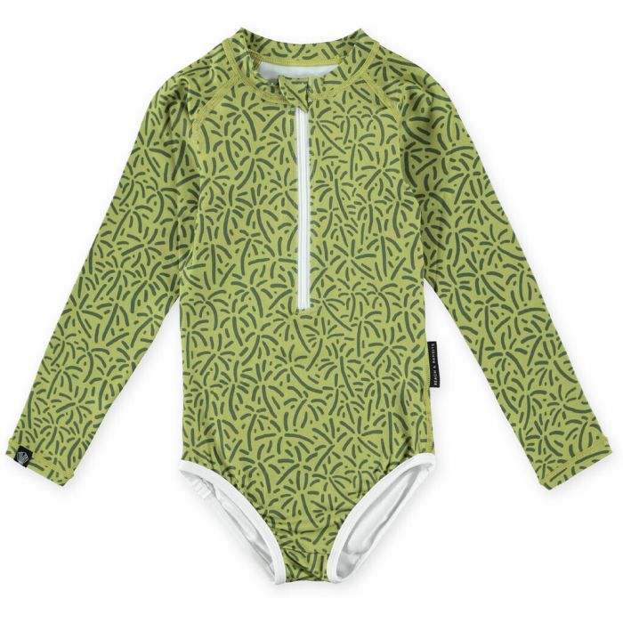 Beach & Bandits - UV-Badeanzug für Mädchen - Langarm - UPF50+ - Endless Palms - Grün