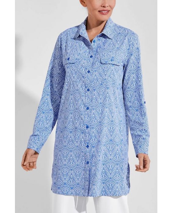 Coolibar - UV Tunika Shirt für Damen - Santorini - Alluvia - Aura Blau