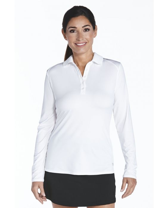 Coolibar - UV Sport Polo für Damen - Langarm - Prestwick Golf - Weiß