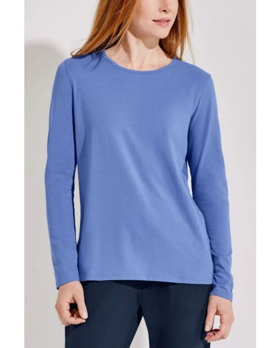 Coolibar - UV Everyday Shirt für Damen - Langarm - Morada - Einfarbig - Aura Blau