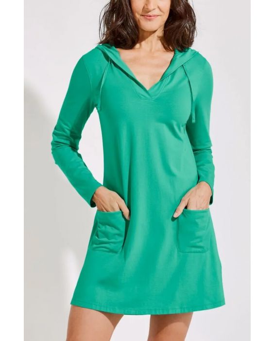 Coolibar - UV Beach Cover-Up Kleid für Damen - Catalina - Einfarbig - Smaragdgrüne Minze 