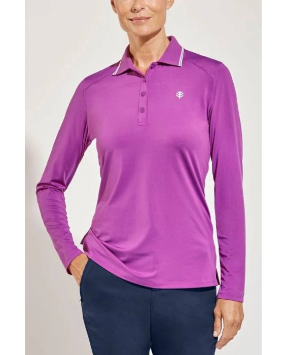 Coolibar - UV Polo für Damen - Langarm - Prestwick Golf - Einfarbig -Lila
