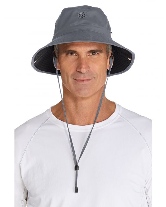 Coolibar - Federleichter UV Bucket Hut für Herren - Chase - Carbon/Schwarz