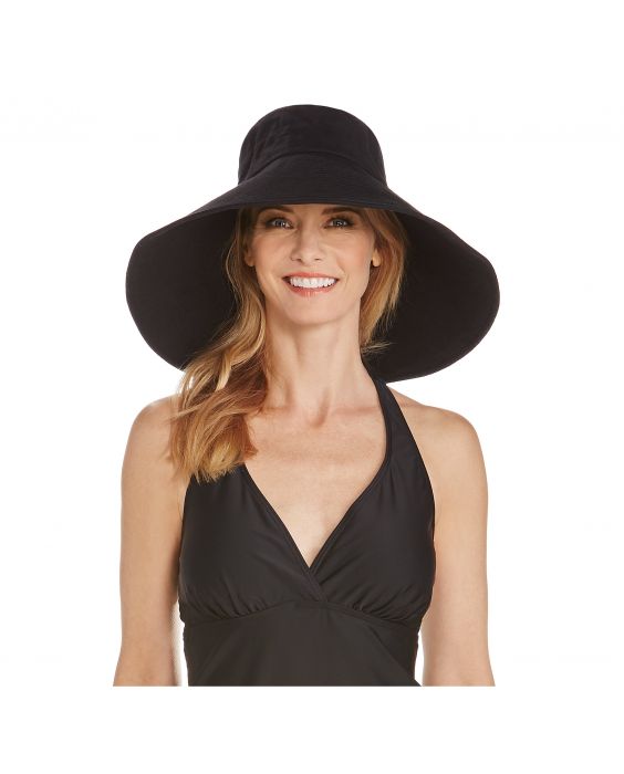 Coolibar - UV-Strandhut für Damen mit breiter Krempe - Schwarz