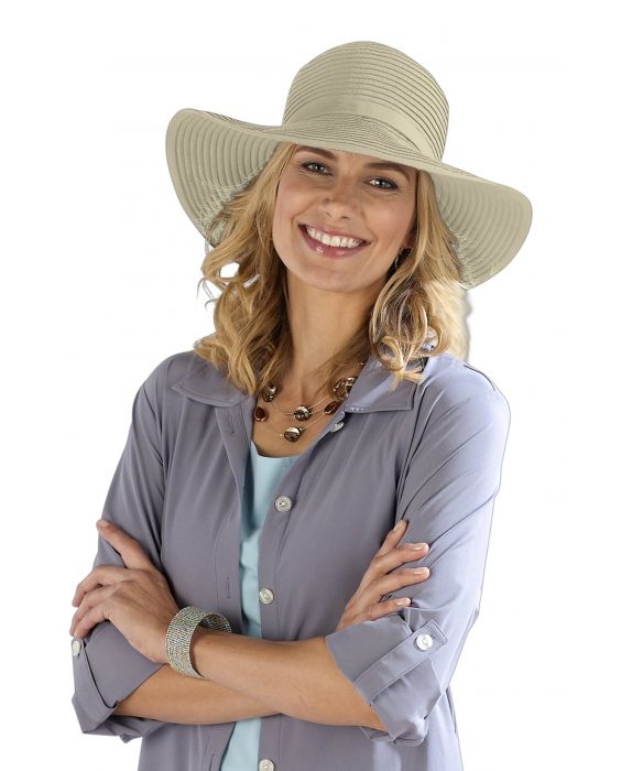 Coolibar - UV-Reise-Sonnenhut für Damen - verformbar - Shelly - Beige  