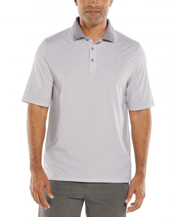 Coolibar - UV-Sport-Polo für Herren - Erodym Golf - Weiß/Grau mit Muster
