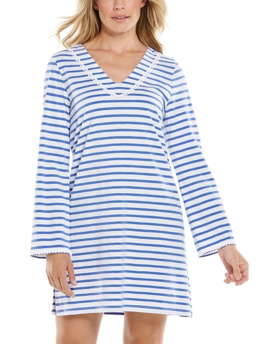 Coolibar - UV-Schutz Strandkleid für Damen - Samoa Cover-Up - Blau/Weiß