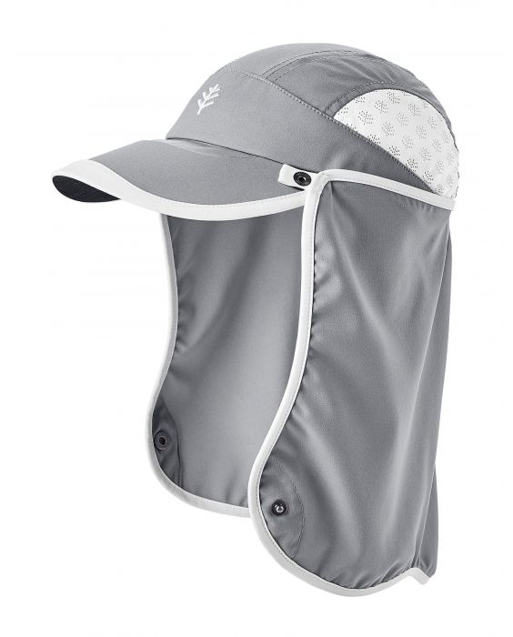 Coolibar - UV Sport Kappe mit Nackenschutz für Kinder - Agility - Stahlgrau/Weiß