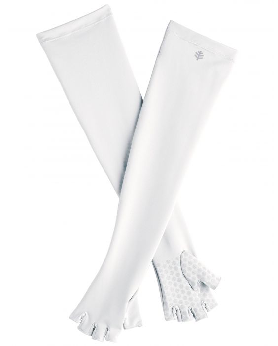 Coolibar - UV fingerlose Handschuhe mit langem Arm für Erwachsene - Perpetua - Weiß