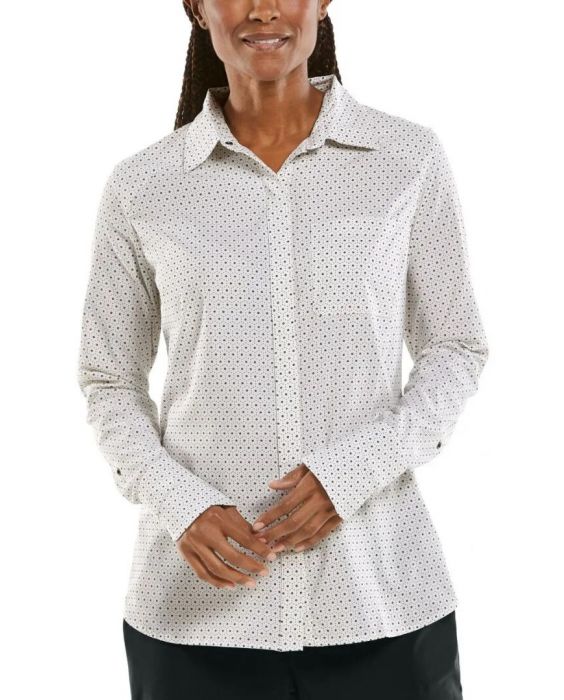 Coolibar - UV Smart Bluse für Damen - Amara - Platte Geo - Weiß 