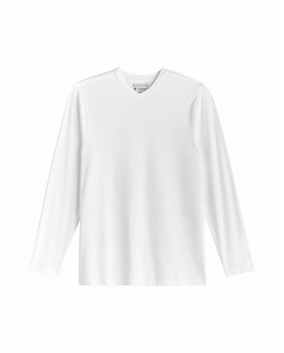 Coolibar - UV Shirt für Herren - V-Neck Langärmlig - Morada - Weiß
