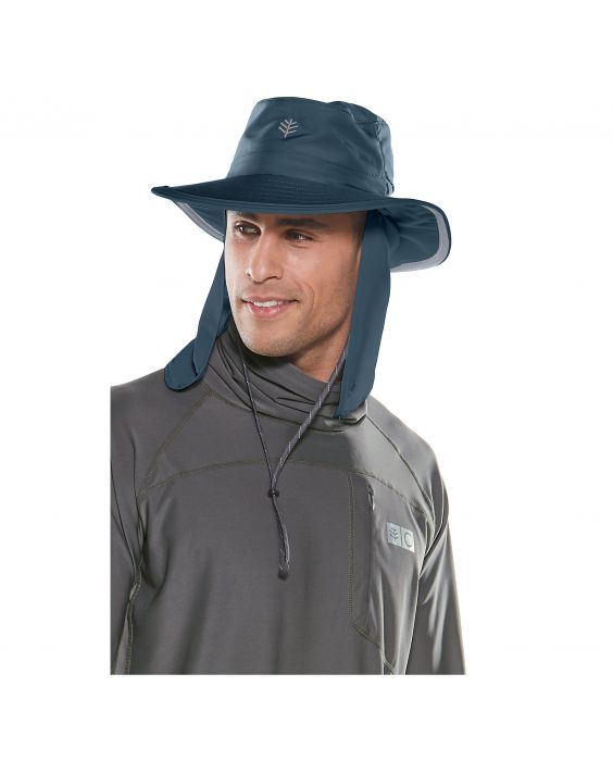 Coolibar - Multifunktioneller UV-Hut mit Nackenschutz für Erwachsene - Boating - Dunkelblau