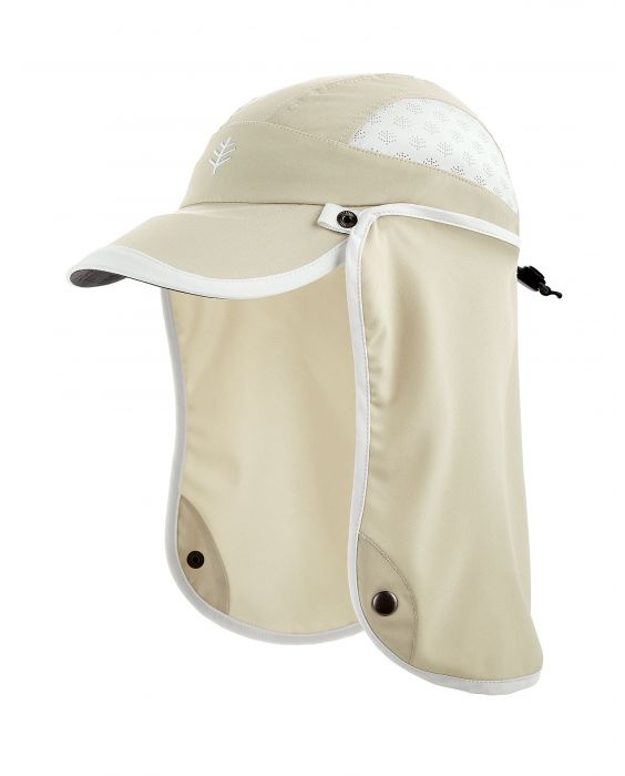 Coolibar - UV Sport Kappe mit Nackenschutz für Kinder - Agility - Stein/Weiß