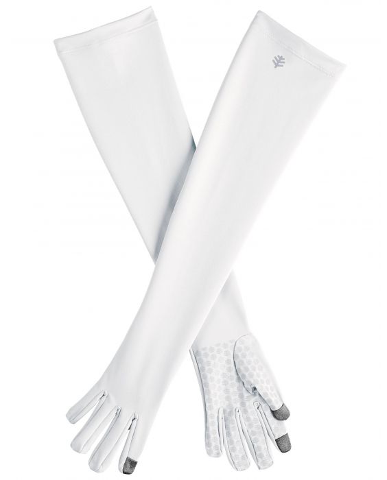 Coolibar - UV-schützende Handschuhe mit langem Arm für Erwachsene - Culebra - Weiß