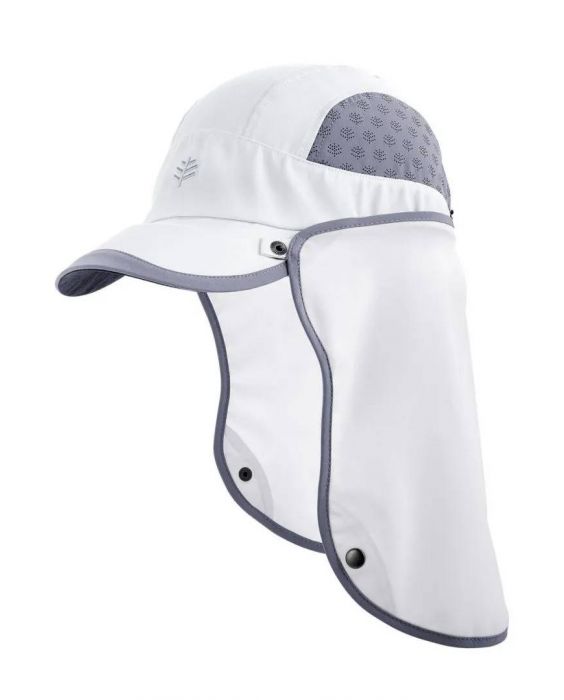 Coolibar - UV-Sportkappe für Erwachsene - Agility - Weiß/Silbergrau