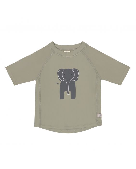 Lässig - UV-Badeshirt mit kurzen Ärmeln für Kinder - Elefant - Olivgrün