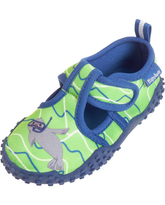 Playshoes - UV-Badeschuhe für Kinder - Robbe - blau / grün