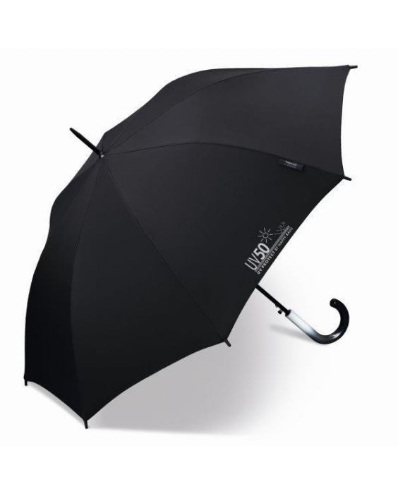 Happy Rain - Langer Regenschirm mit UV-Schutz - Automatik - Schwarz
