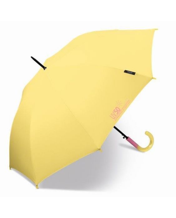 Happy Rain - Langer Regenschirm mit UV-Schutz - Automatik - Gelb