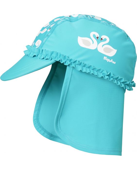 Playshoes - UV-Kappe mit Nackenschutz für Mädchen - Schwäne - Hellblau