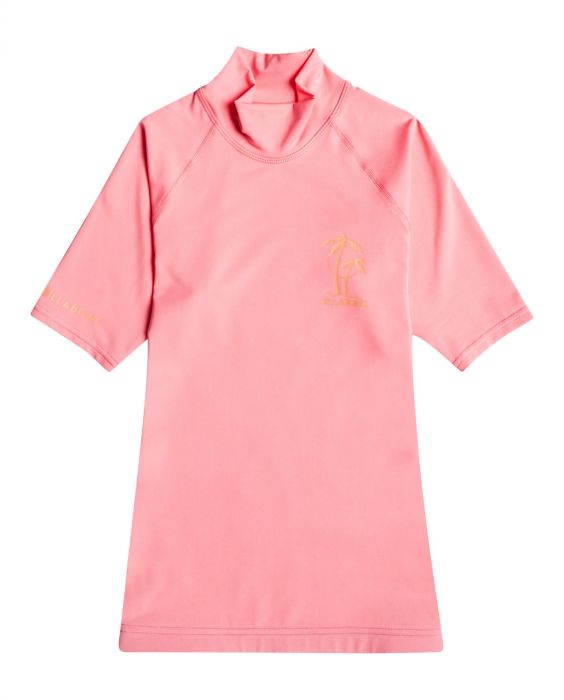 Billabong - UV Rashguard für Damen - Kurzarm - Logo ss - Pinker Sonnenuntergang
