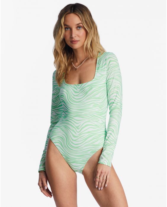 Billabong - Einteiliger Badeanzug mit langen Ärmeln für Frauen - Lei Low - Lime Time