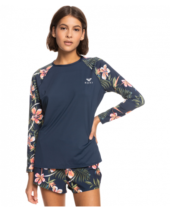 Roxy - UV Lycra Rash Vest für Damen - Langarm - Bedruckt - UPF50 - Mood Indigo Tropical Depth