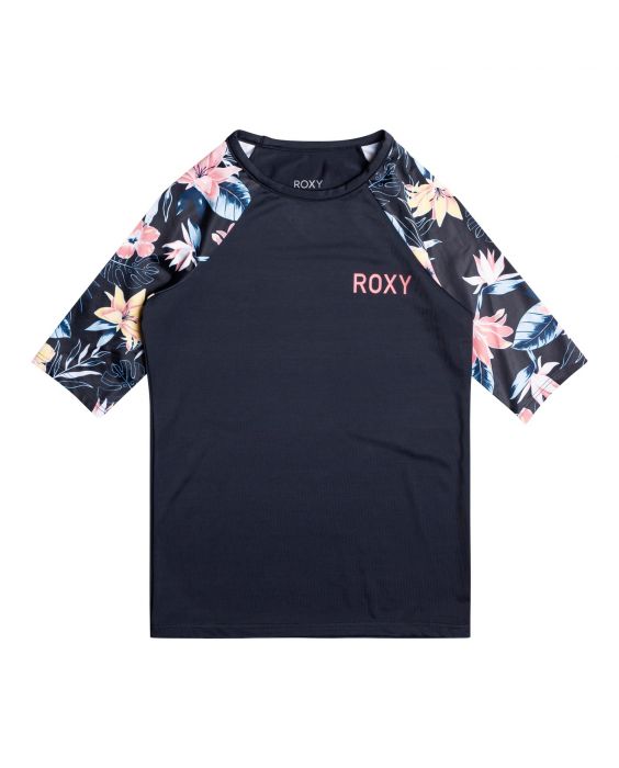 Roxy - UV Rashguard für Mädchen - Lycra Printed Sleeve - Kurzarm - Anthrazit/Tropical Breeze