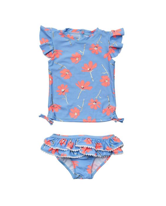 Snapper Rock - UV-Badeset für Babys und Kinder - Kurzarm - Beach Bloom - Blau/Rosa