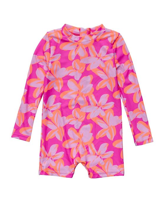 Snapper Rock - UV-Badeanzug für Babys - Langarm - Hibiscus Hype - Rosa