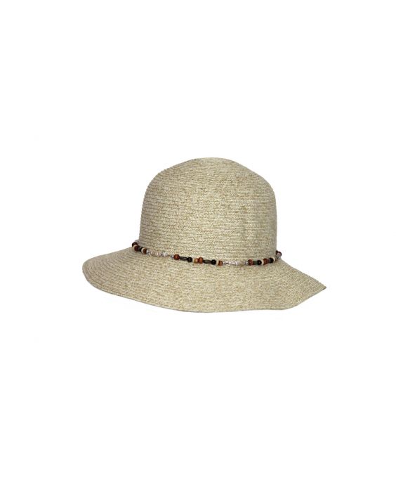 Rigon - UV-Bucket-Hut für Damen mit Perlen - Elfenbein