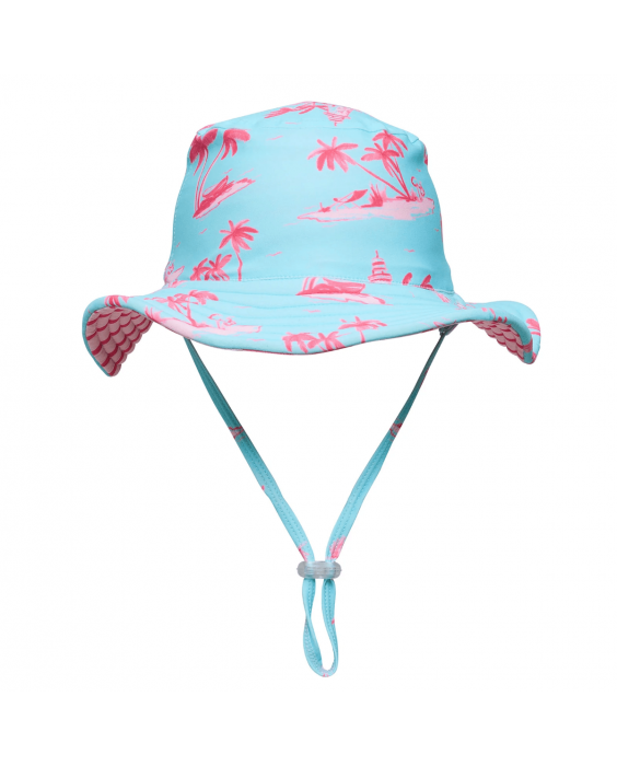 Snapper Rock - Wende-UV-Fischerhut für Mädchen - UPF50+ - Lighthouse Island - Blau/Pink